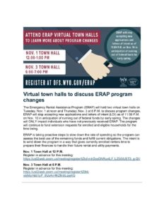 Virtual town halls to discuss ERAP program changes